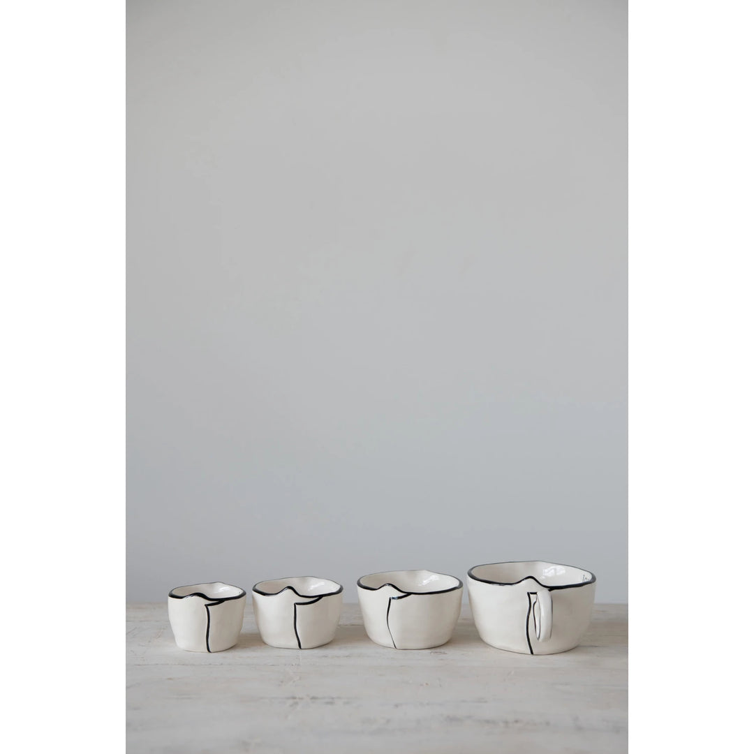 White with Black Rim, Set of 4 Measuring Cups