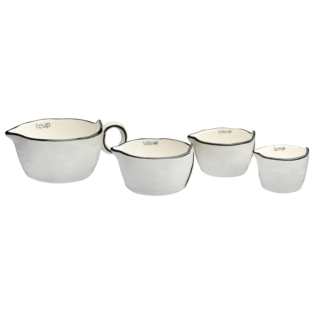 White with Black Rim, Set of 4 Measuring Cups