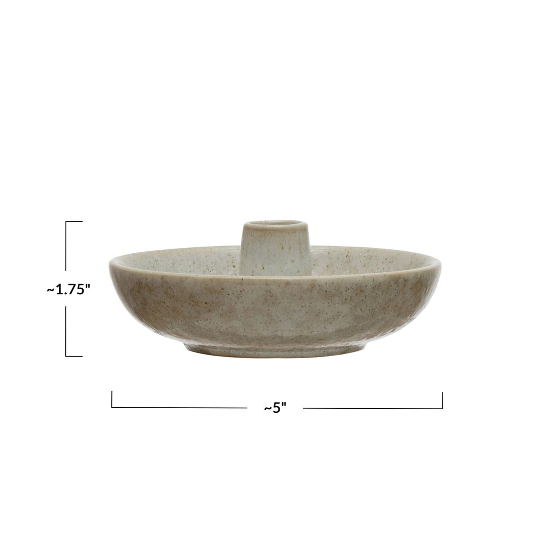 Stoneware Dish with Toothpick Holder with Glaze