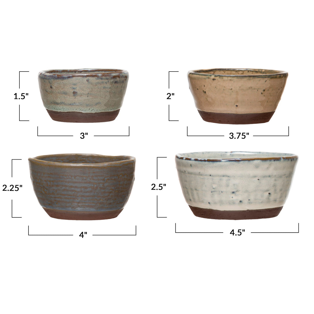 Stoneware Bowls with Reactive Glaze, Set of 4