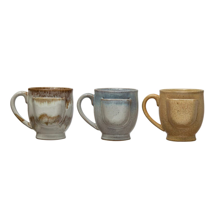 Stoneware Mug w/ Tea Bag Holder, Reactive Glaze, 3 Colors