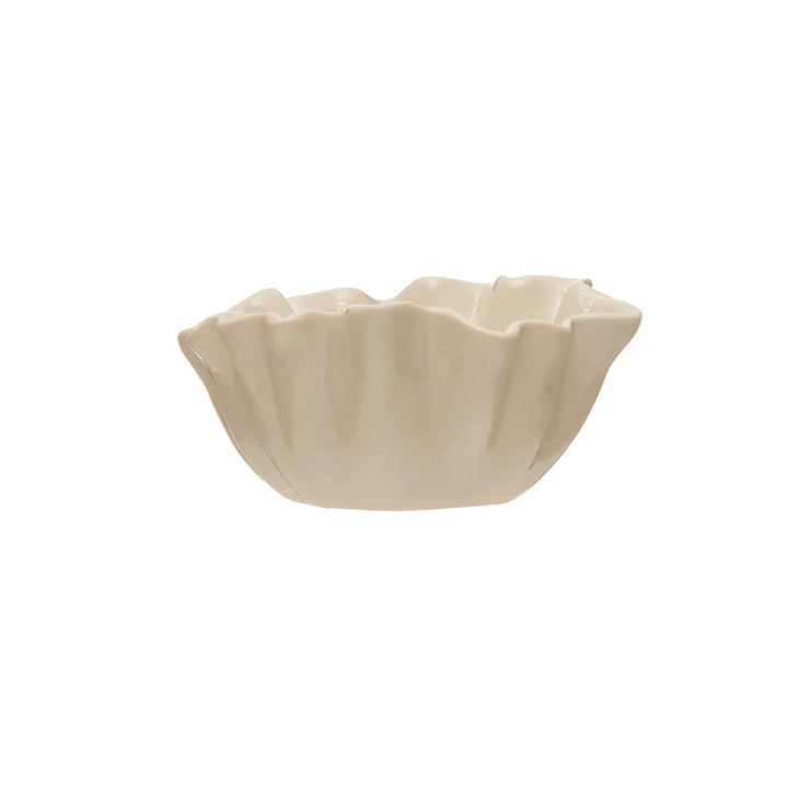 White Stoneware Fluted Bowl