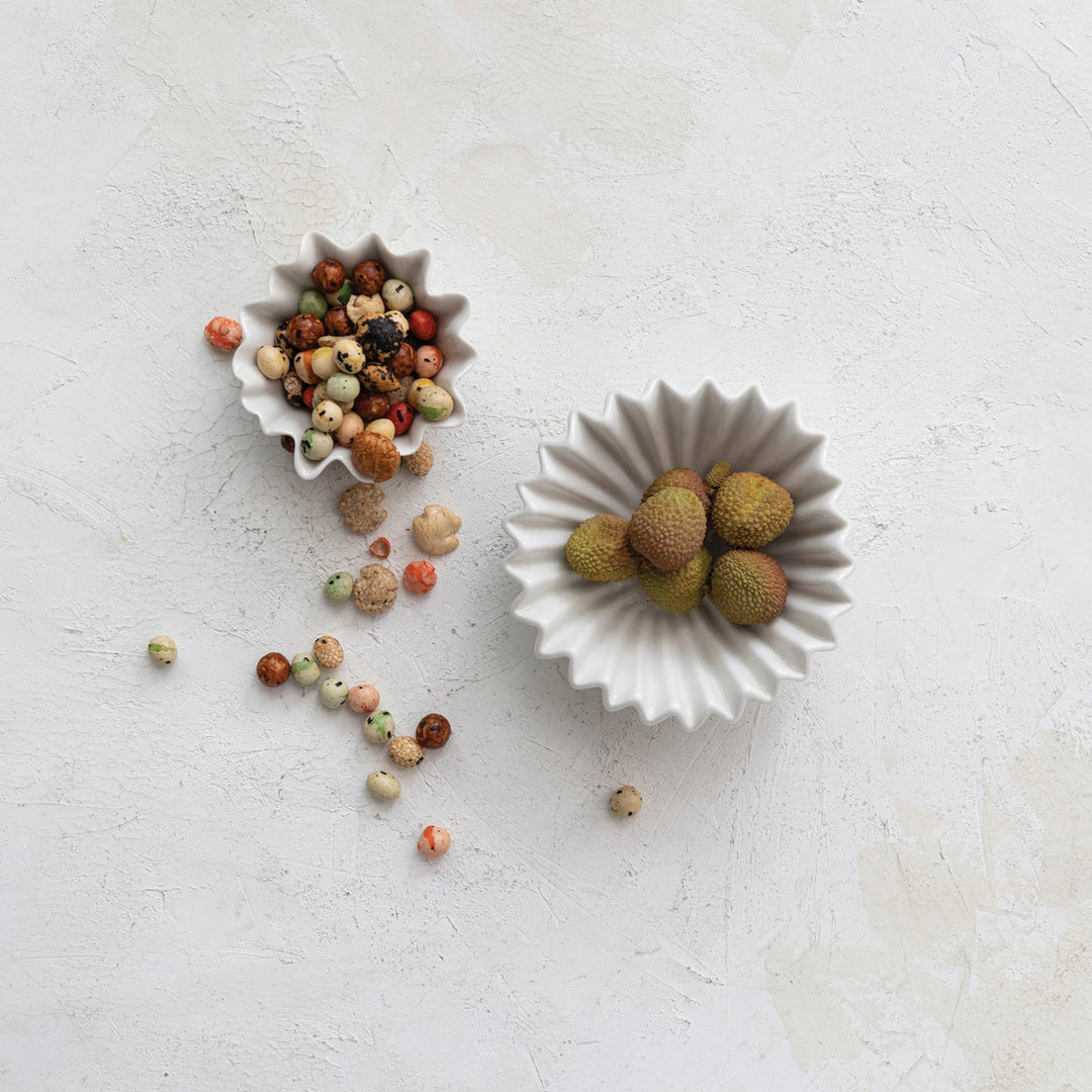 White Stoneware Fluted Bowl