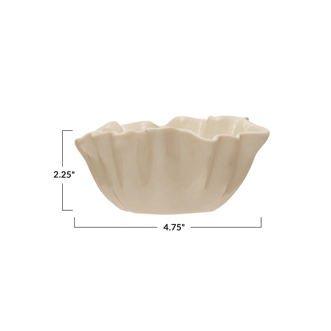 White Stoneware Fluted Bowl