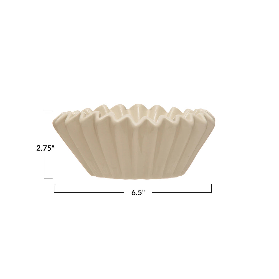 White Stoneware Fluted Bowl