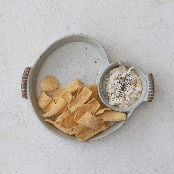 Stoneware Chip and Dip with Handles