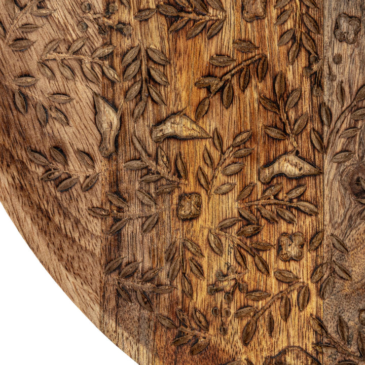 Mango Wood Tray w/ Laser Etched Botanicals, Natural