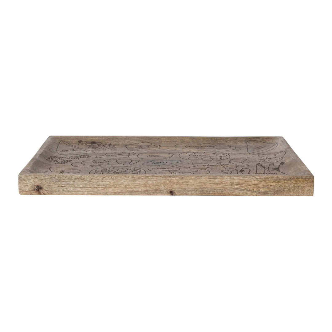 Mango Wood Cheese/Serving Board with Etched Charcuterie Spread