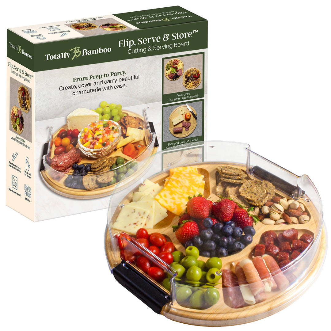 Flip, Serve & Store™ Round Charcuterie Board w/ Locking Lid