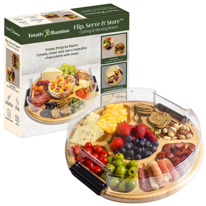 Flip, Serve & Store™ Round Charcuterie Board w/ Locking Lid