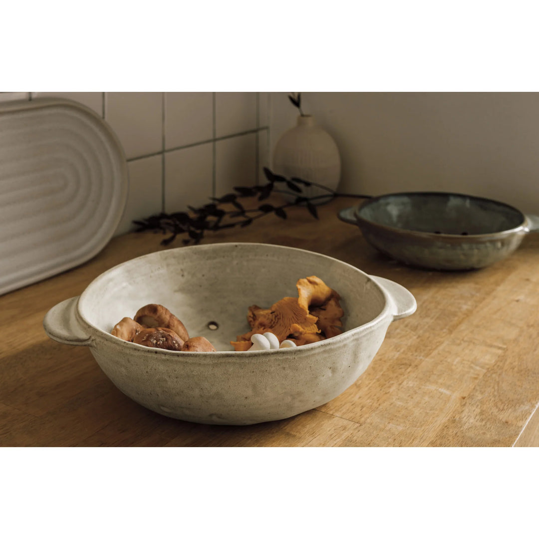 Gray Stoneware Fruit Bowl 7"