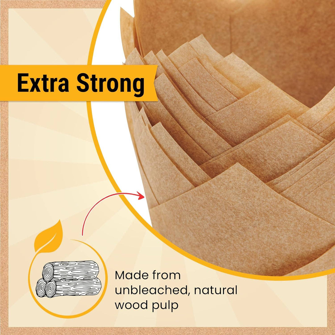 Baker's Signature Natural Brown Tulip Cupcake Liners, 150 Count