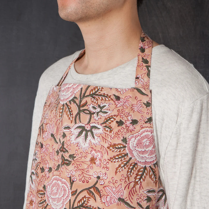 Danica Heirloom Block Print Apron - Blossom