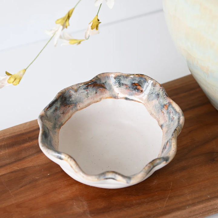 Etta B Pottery Ruffled Salsa Bowl