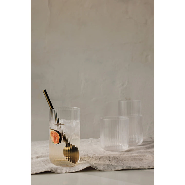 Short Fluted Glass Tumbler, 12oz