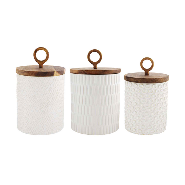 Mud Pie Textured Stoneware Canister Set