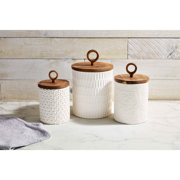 Mud Pie Textured Stoneware Canister Set