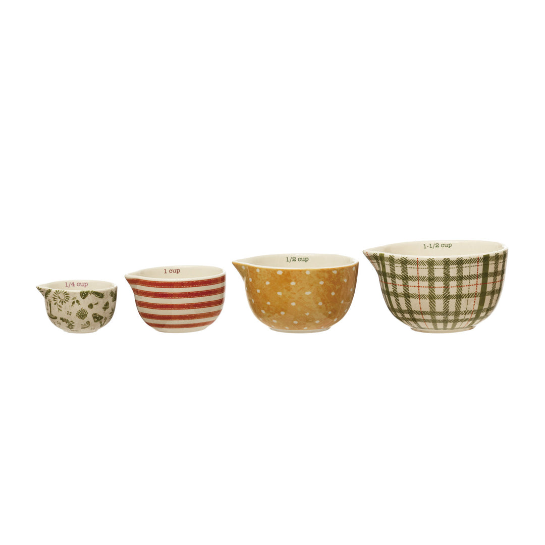 Plaid Stoneware Measuring Cups Set of 4