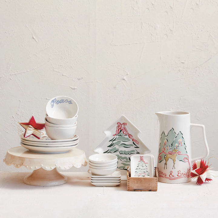 Stoneware Christmas Tree Shaped Plate