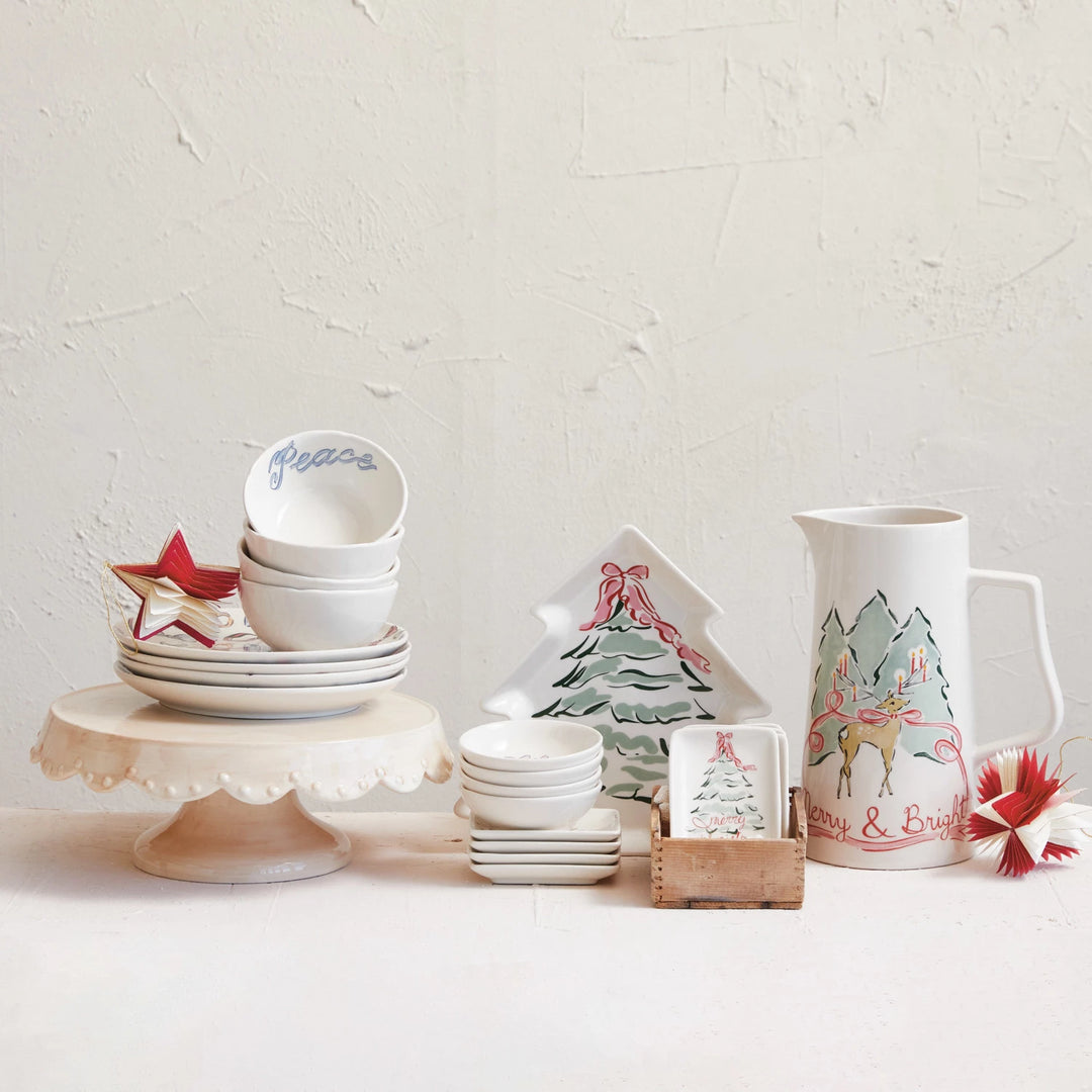 Pastel Holiday Word Stoneware Bowl