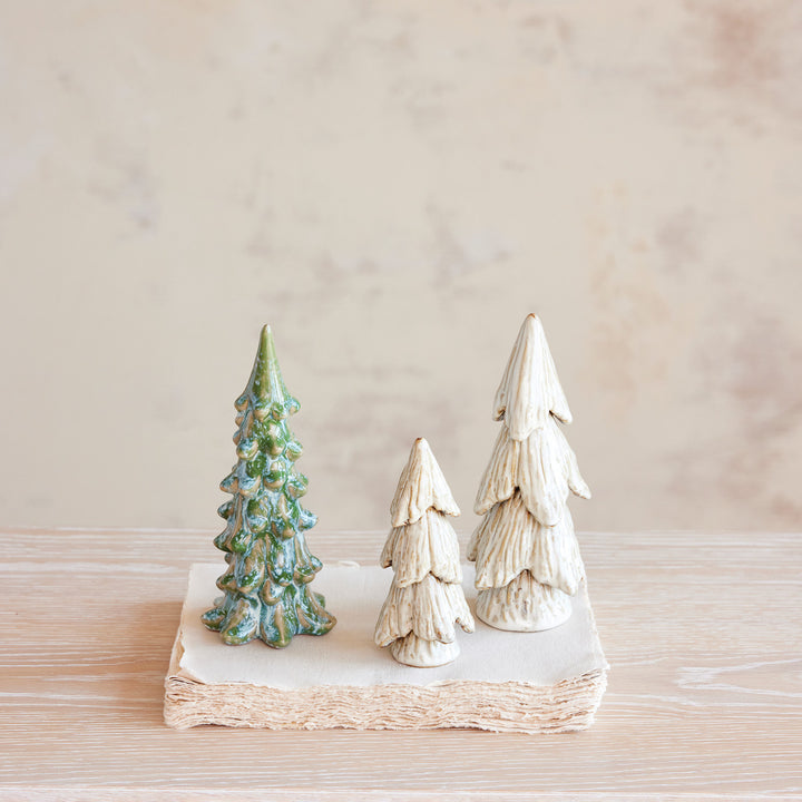 Handmade Reactive Glaze Cream Stoneware Tree