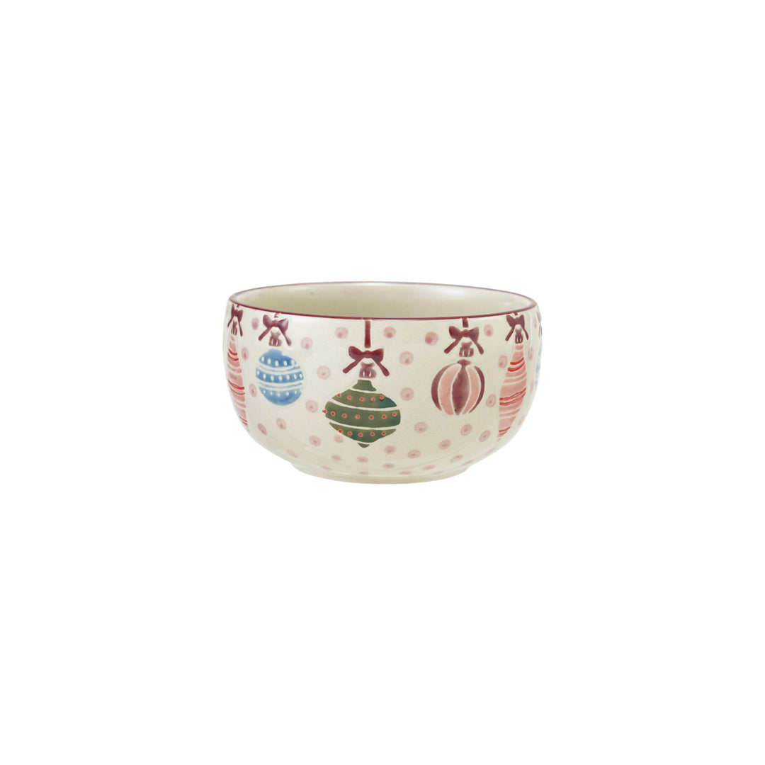 Hand-Painted Stoneware Bowl with Wax Relief Ornaments & Dots