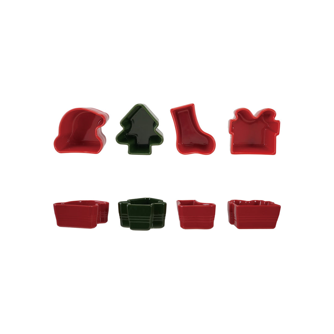 Stoneware Holiday Icon Shaped Dish, Red & Green, 4 Styles