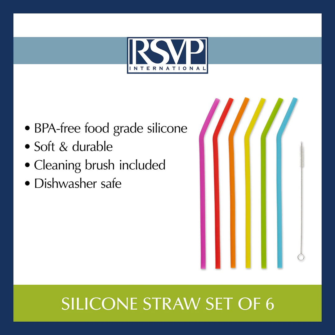 Reusable 10" Silicone Straws (Set of 6)