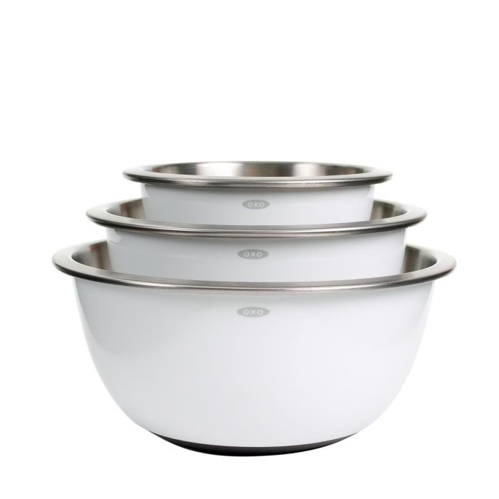 OXO 3-Piece Stainless Steel Mixing Bowl Set - White