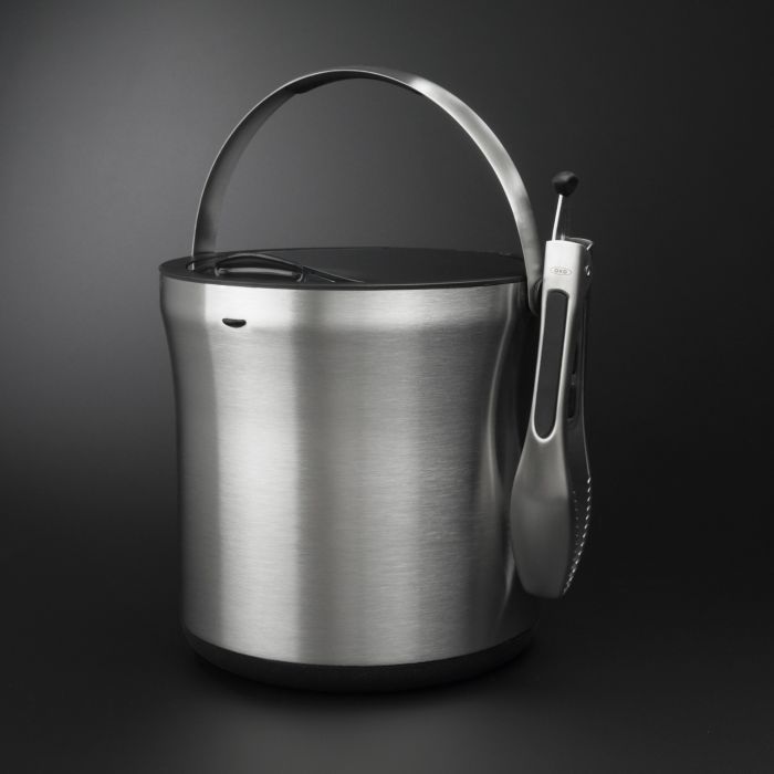  OXO Ice Bucket and Tongs Set - Brushed Stainless Steel:  Stainless Steel Ice Bucket: Home & Kitchen