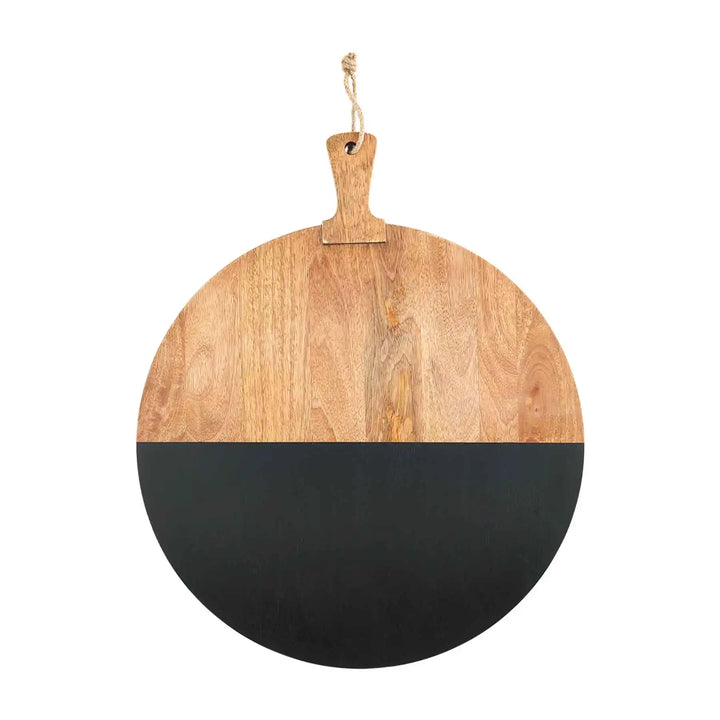 Round Black Wood Serving Board