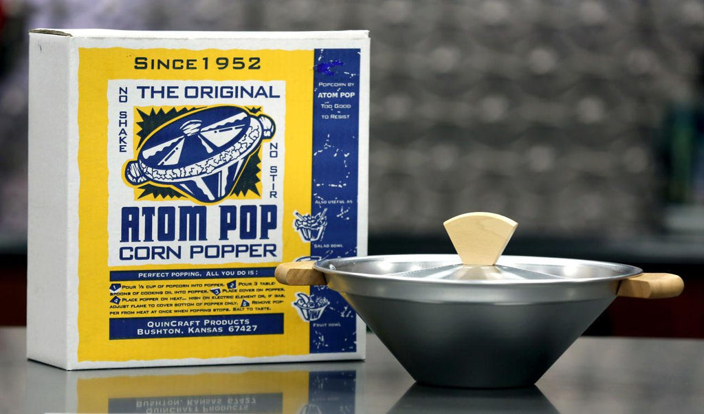 Klm Products Atom Popcorn Popper - Pop Corn Easily on Your Stovetop, Aluminum, Makes 2.5 Quarts