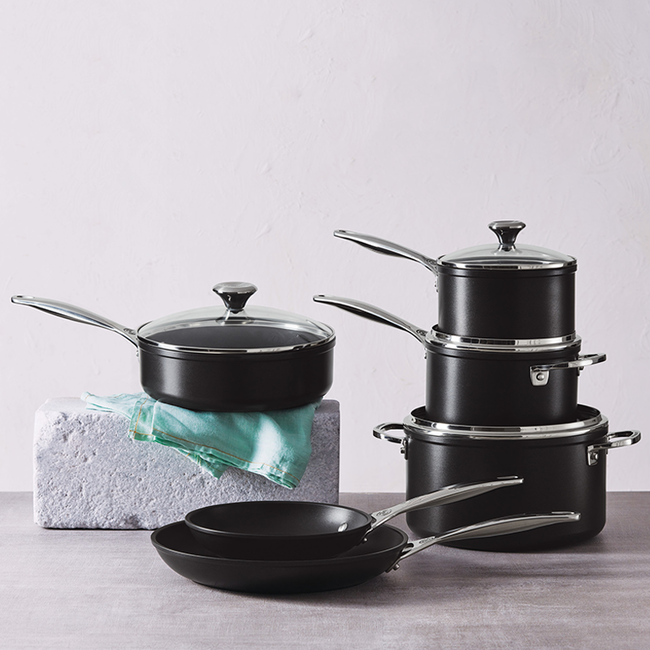 Basics Non-Stick Cookware 8-Piece Set, Pots and Pans, Black