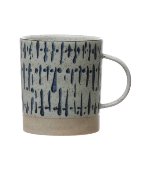 Handstamped Mugs with Tea Bag Holder - 4 Colors Black/Gray