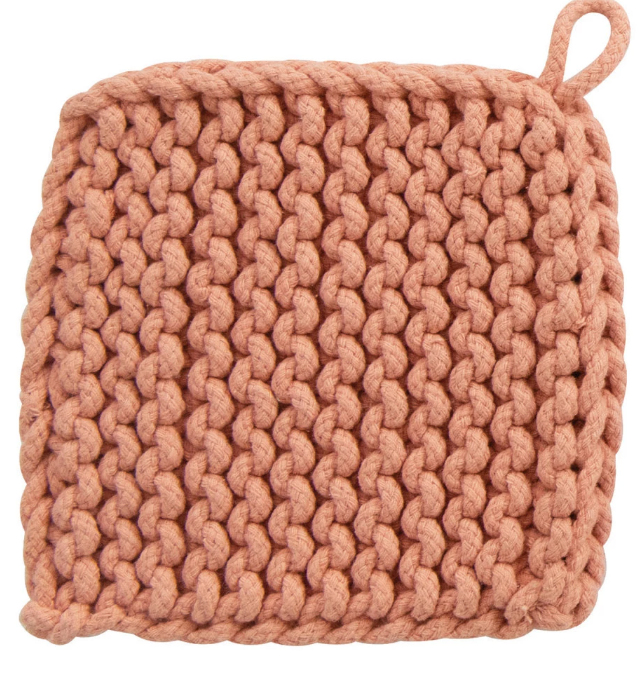 8" Square Cotton Crocheted Pot Holder - Pastels