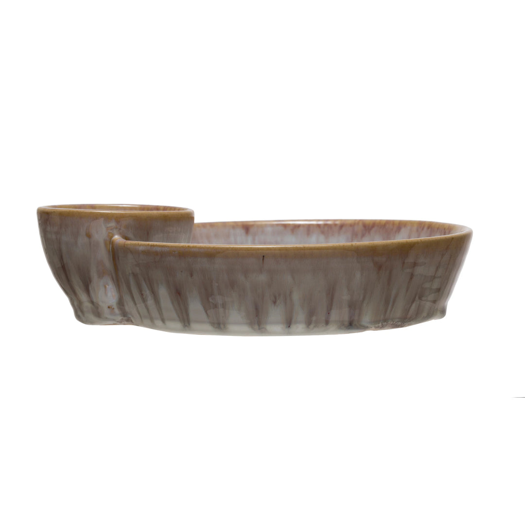 Reactive Glaze Stoneware Serving Dish with Sections