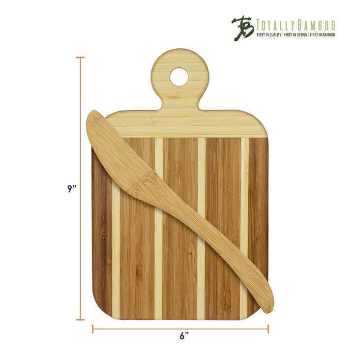 Totally Bamboo Striped Paddle Serving & Cutting Board with Spreader