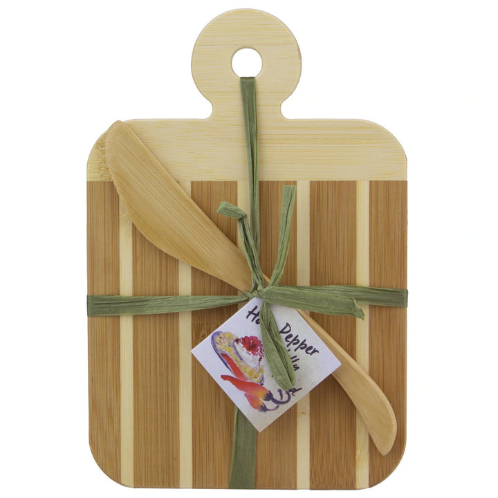 Totally Bamboo Striped Paddle Serving & Cutting Board with Spreader